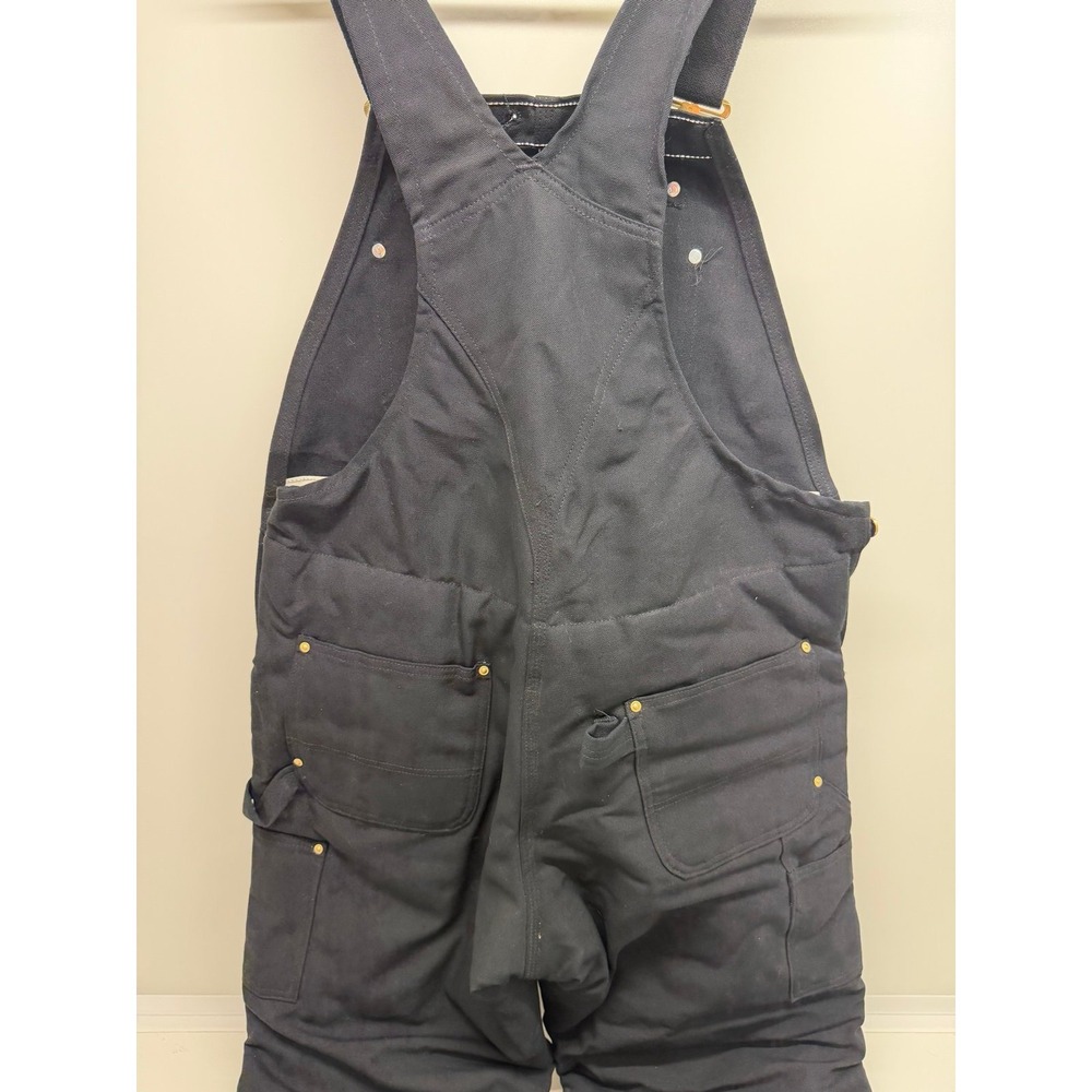 Carhartt 36 x 30 Black Bib Overalls Arctic Quilt Lined R03 USA Made Insulated - Picture 6 of 8